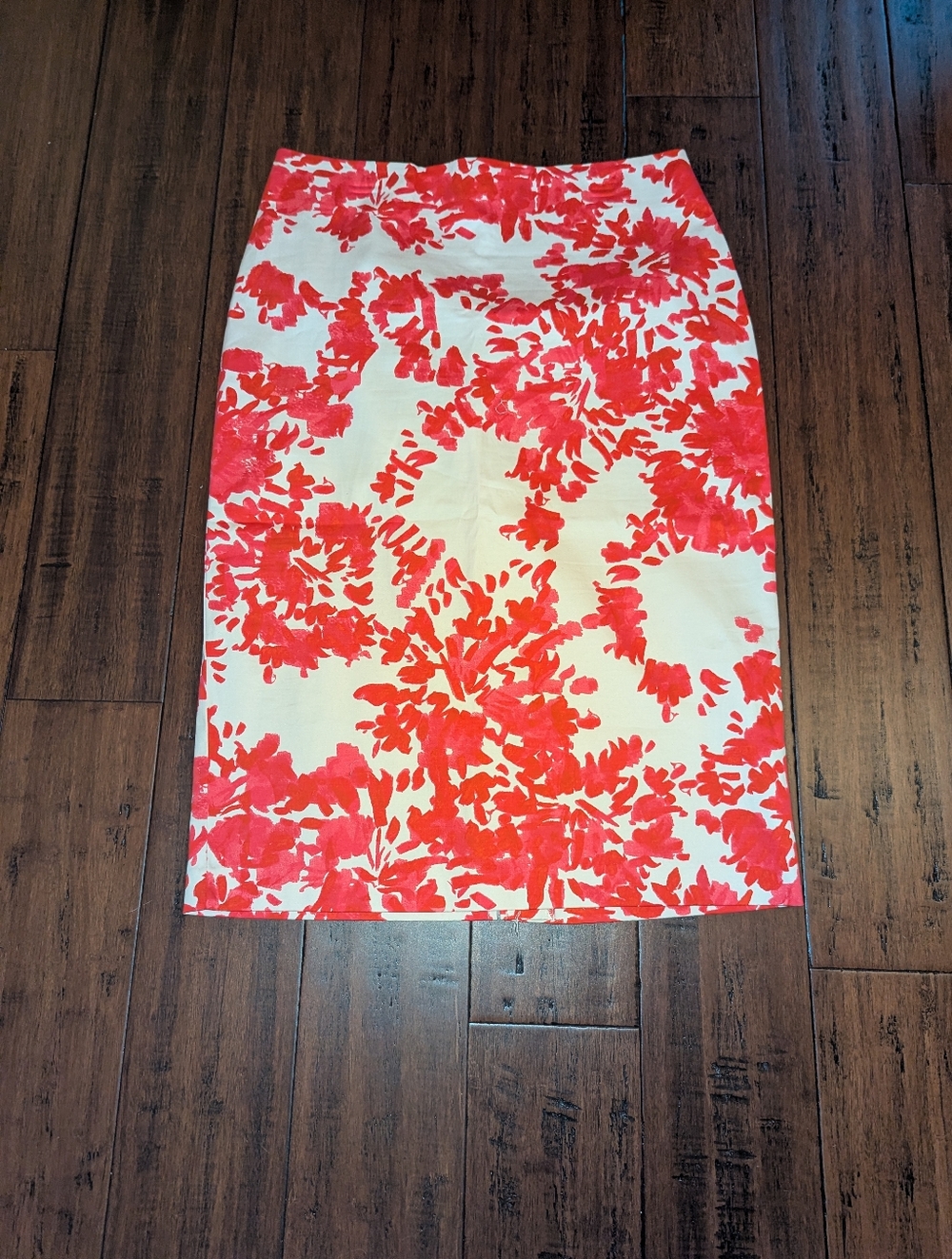 New York & Company Coral and White Floral Pencil Skirt